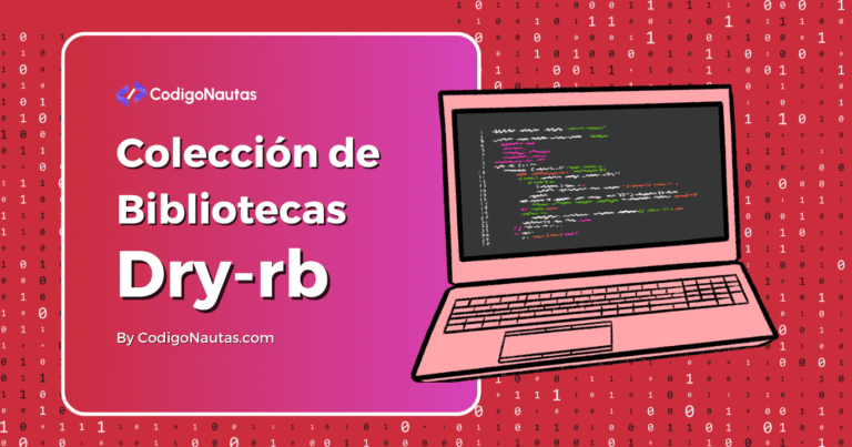 Laptop mostrando código Ruby con la colección de bibliotecas Dry-rb.