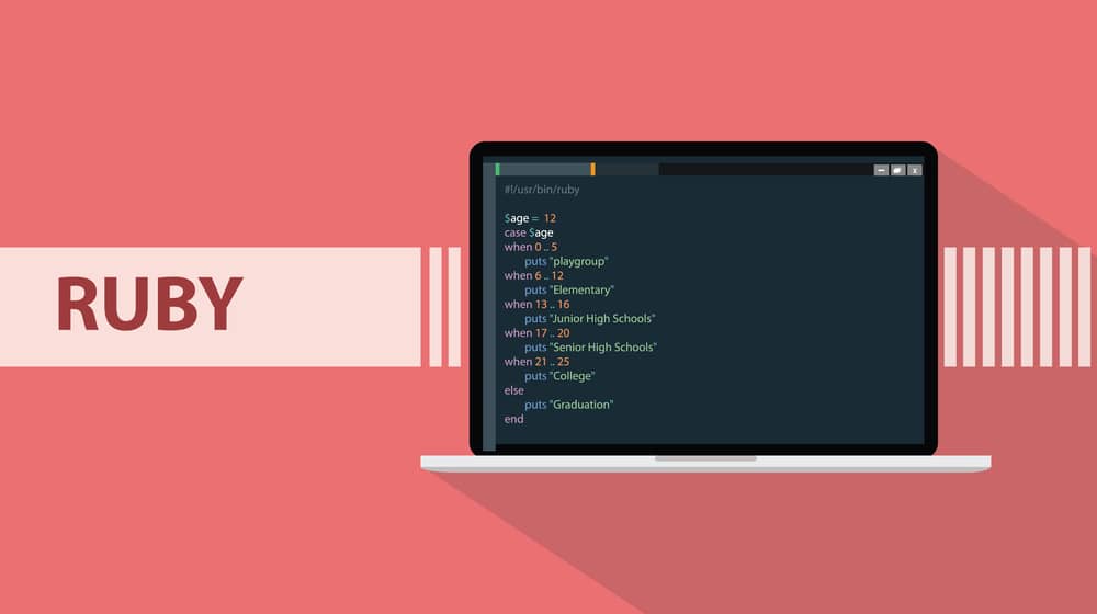 Qué se puede hacer con Ruby: Un portátil mostrando código de programación Ruby. Desarrollo web y más.