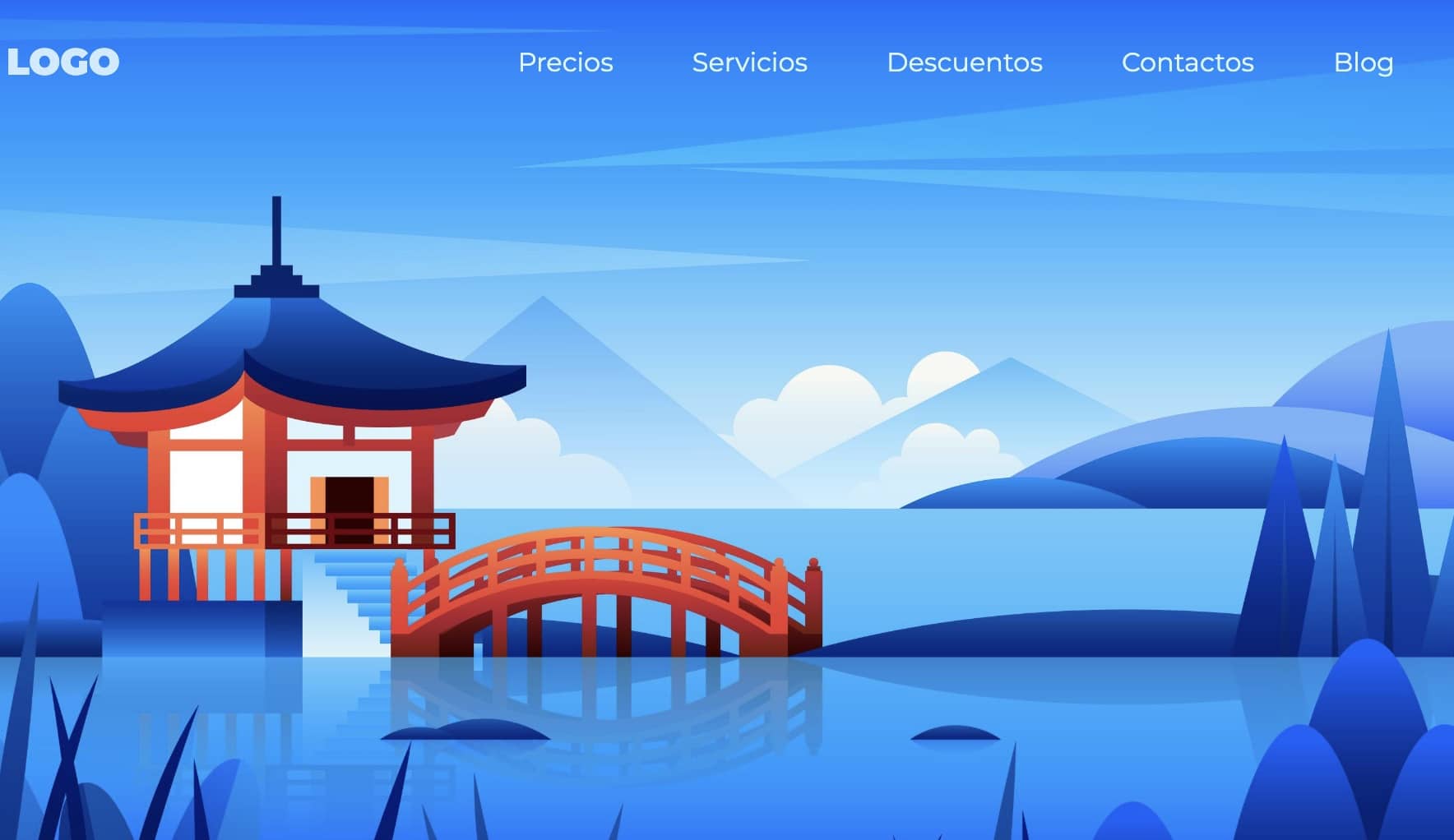 Cabecera de sitio web con logotipo y menú de navegación, mostrando un estilo visual atractivo y limpio.